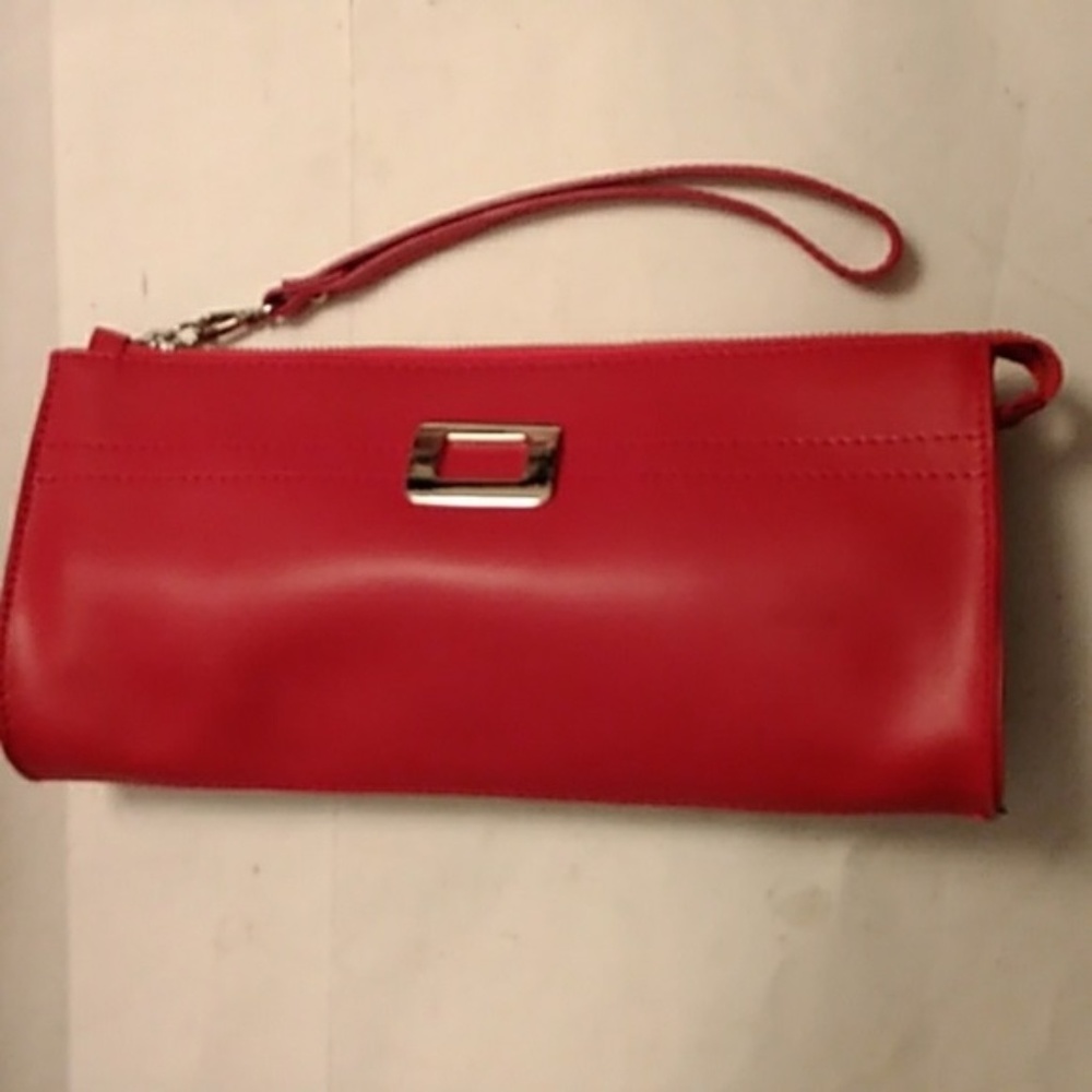 Nicoli genuine leather wristlet clutch red